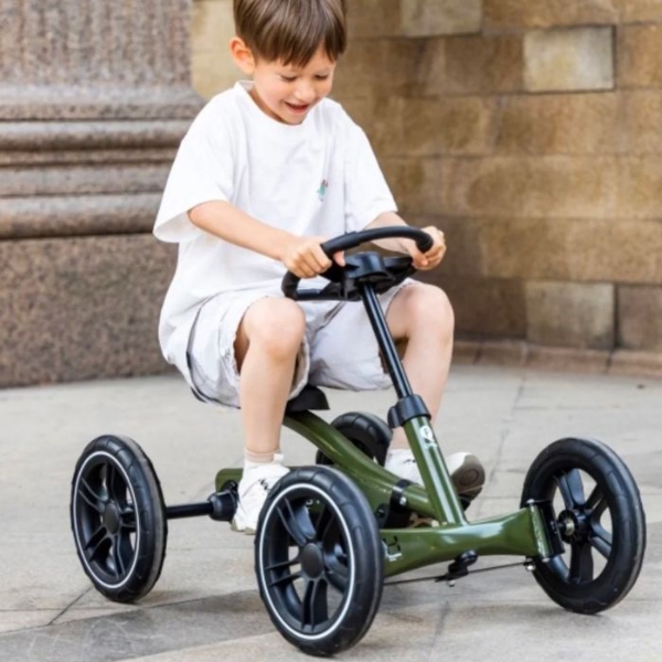 קארטינג QPLAY GO KART לילדים עם פדלים וגלגלי גומי ירוק — תמונה 2