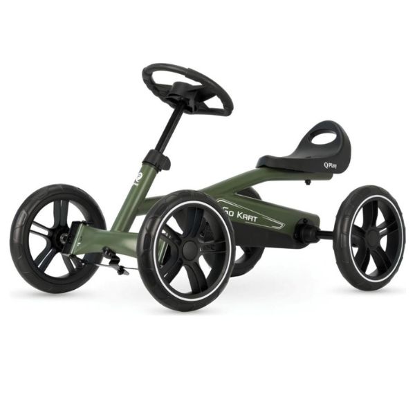 קארטינג QPLAY GO KART לילדים עם פדלים וגלגלי גומי ירוק