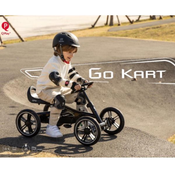 קארטינג QPLAY GO KART לילדים עם פדלים וגלגלי גומי שחור — תמונה 3