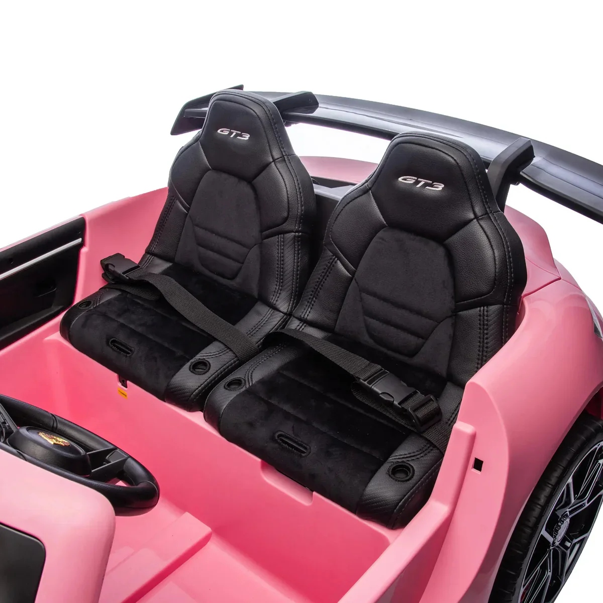 פורשה 911 GT3 ממונע לילדים 2 מושבים 24 וולט עם שלט וגלגלי גומי אמיתיים בצבע ורוד — תמונה 6