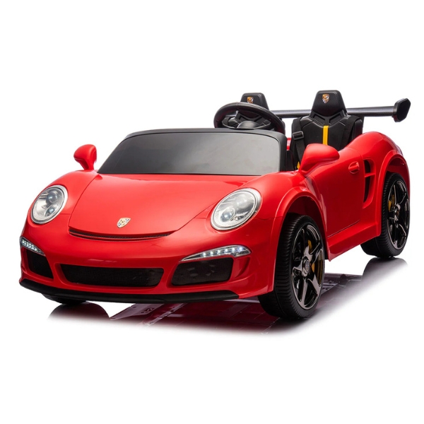 רכב ספורט פורשה RUF CTR 3 אדום 12 וולט עם מושב זוגי מרופד 4X4 ממונע לילדים