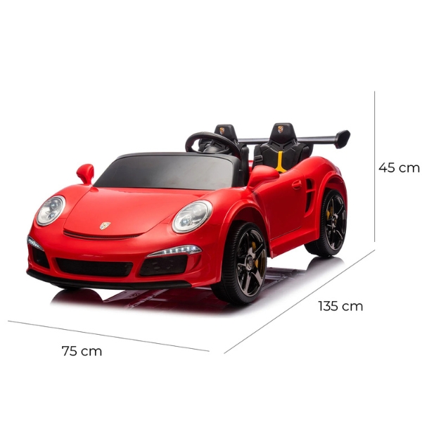 רכב ספורט פורשה RUF CTR 3 אדום 12 וולט עם מושב זוגי מרופד 4X4 ממונע לילדים — תמונה 6