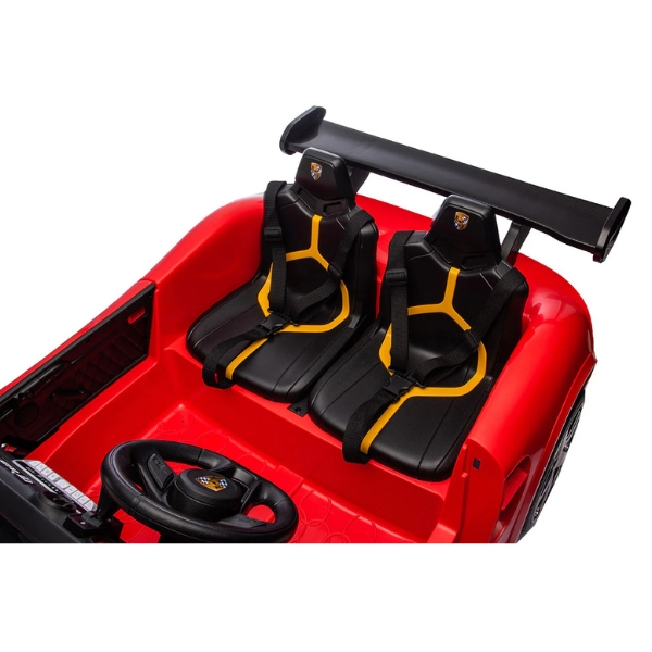 רכב ספורט פורשה RUF CTR 3 אדום 12 וולט עם מושב זוגי מרופד 4X4 ממונע לילדים — תמונה 5