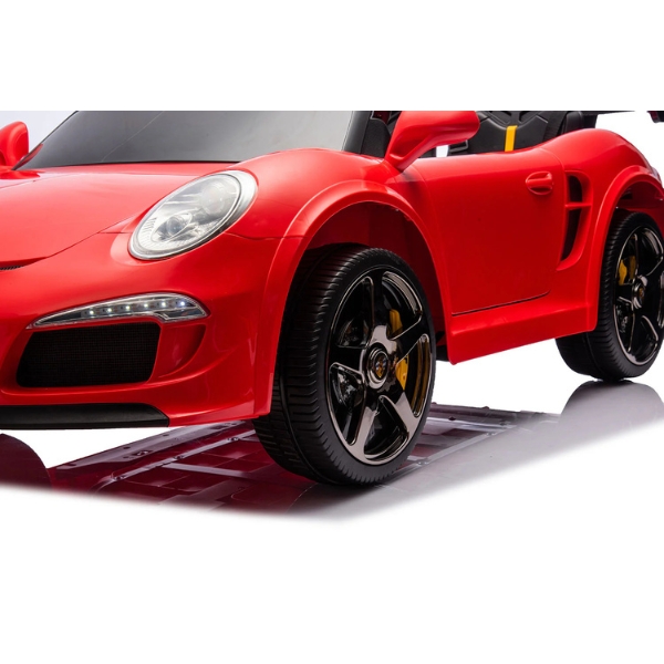רכב ספורט פורשה RUF CTR 3 אדום 12 וולט עם מושב זוגי מרופד 4X4 ממונע לילדים — תמונה 3