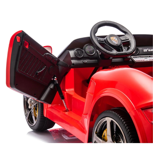 רכב ספורט פורשה RUF CTR 3 אדום 12 וולט עם מושב זוגי מרופד 4X4 ממונע לילדים — תמונה 2