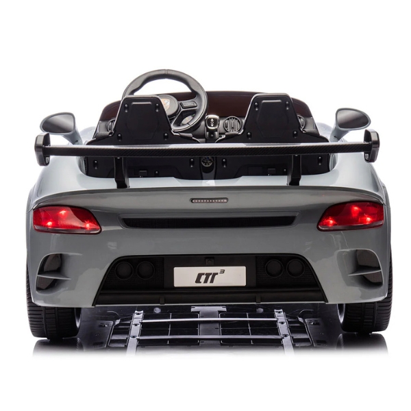 רכב ספורט פורשה RUF CTR 3 כסוף 12 וולט עם מושב זוגי מרופד 4X4 ממונע לילדים — תמונה 6