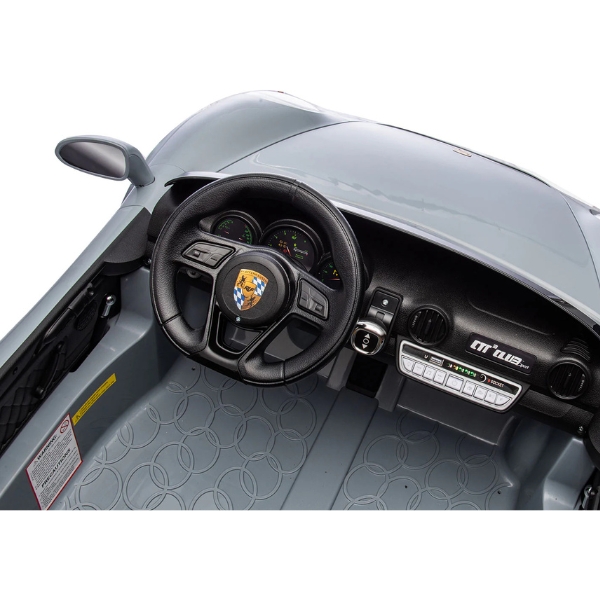 רכב ספורט פורשה RUF CTR 3 כסוף 12 וולט עם מושב זוגי מרופד 4X4 ממונע לילדים — תמונה 3
