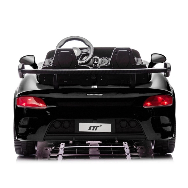 רכב ספורט פורשה RUF CTR 3 שחור 12 וולט עם מושב זוגי מרופד 4X4 ממונע לילדים — תמונה 5