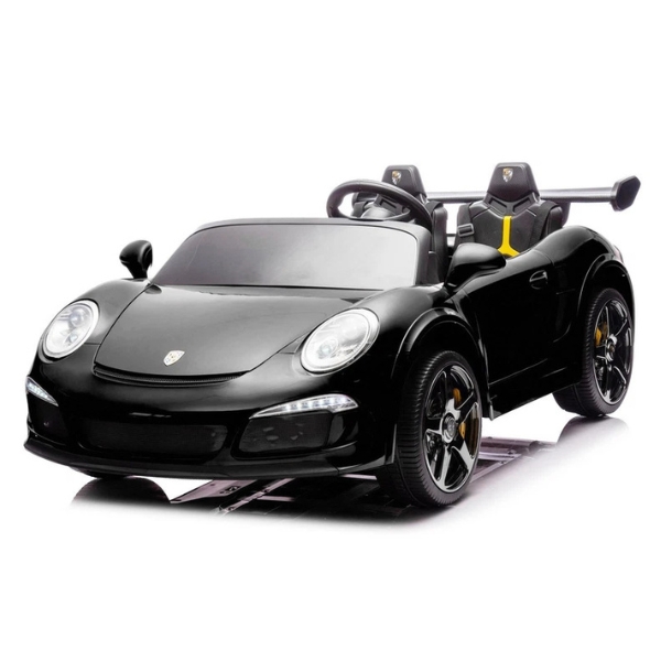 רכב ספורט פורשה RUF CTR 3 שחור 12 וולט עם מושב זוגי מרופד 4X4 ממונע לילדים — תמונה 4