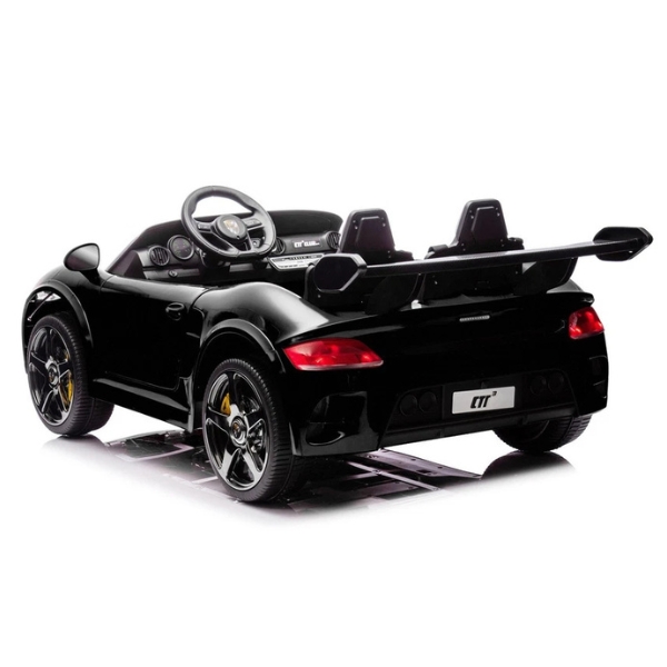 רכב ספורט פורשה RUF CTR 3 שחור 12 וולט עם מושב זוגי מרופד 4X4 ממונע לילדים — תמונה 3