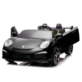 רכב ספורט פורשה RUF CTR 3 שחור 12 וולט עם מושב זוגי מרופד 4X4 ממונע לילדים