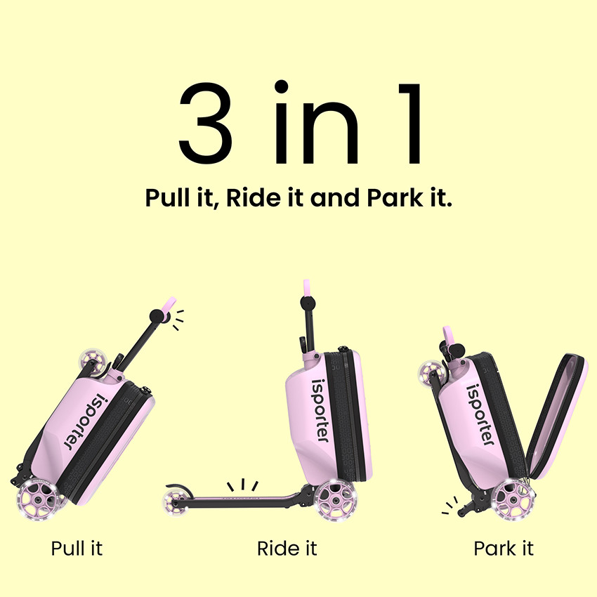 קורקינט מזוודה 3 גלגלים iSporter ורוד לילדים — תמונה 6