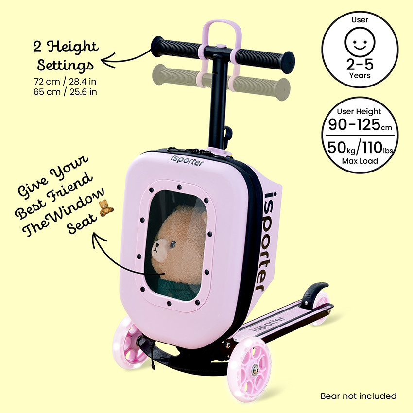 קורקינט מזוודה 3 גלגלים iSporter ורוד לילדים — תמונה 3