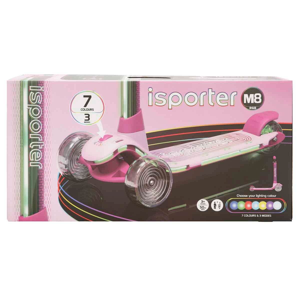 קורקינט 3 גלגלים לילדים ISPORTER MAGIC אייספורטר מג'יק ורוד עם אורות — תמונה 6