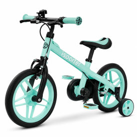 אייספורטר קידו אופני איזון 2 ב-1 עם גלגלי עזר ופדלים נשלפים ירוק עדין
